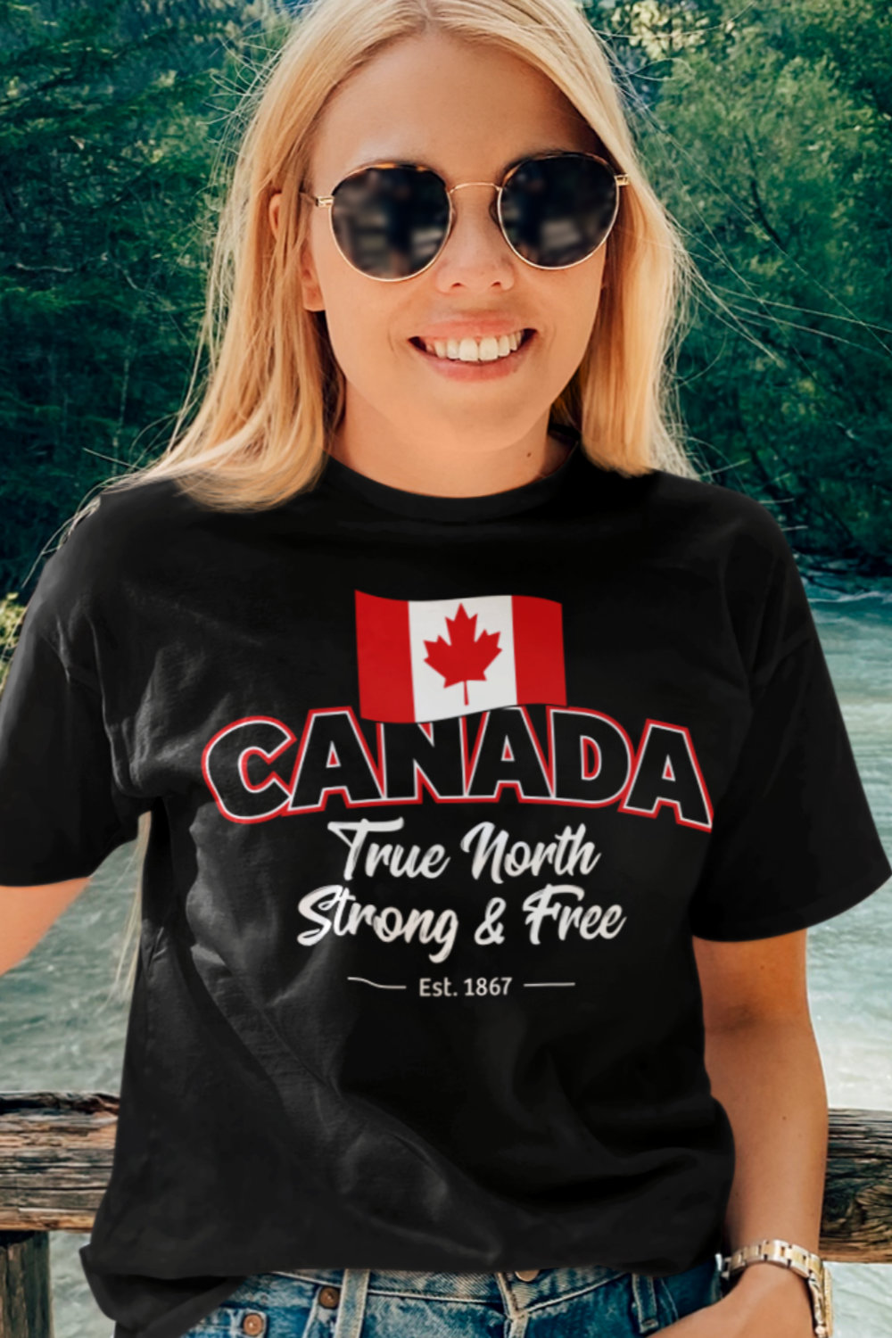 Canada true north strong & free est. 1867 graphic on t-shirt